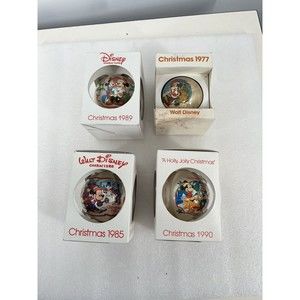 Vintage Schmid Collector Walt Disney Glass Christmas Ornaments 1980s Lot Of 4